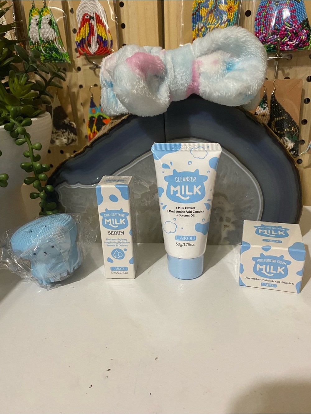 Kids Milk Bath & Skin Set in Light Blue and White